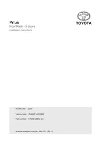Notice TOYOTA PRIUS ROOF RACK 5 DOORS Porte-bagages