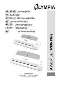 Notice OLYMPIA A 396 PLUS Laminating machine