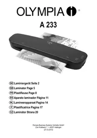 Notice OLYMPIA A 233 Laminating machine
