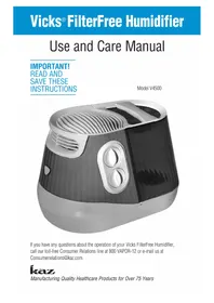 Notice Vicks FILTER FREE COOL MIST V4500 Air purifier