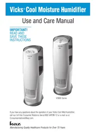 Notice Vicks COOL MIST V3800 Air purifier