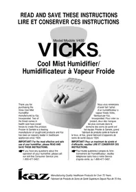 Notice Vicks COOL MIST V400 Purificateur d'air