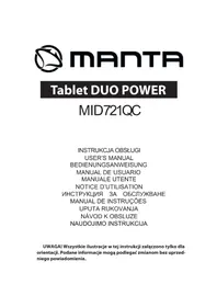 Notice Manta DUO POWER MID721QC Tablette