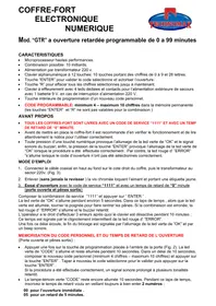 Notice Technomax TRONY GTR6P Coffre-fort