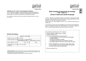 Notice Geba Tronic TCS CODY 1 1 Porte de garage