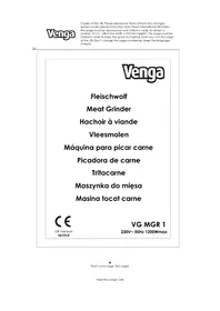 Notice Venga VG MGR 1 Snijmachine
