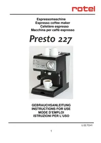 Notice ROTEL PRESTO 227 Machine à café