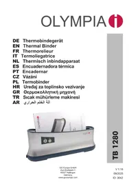Notice OLYMPIA TB 1280 Relieuse