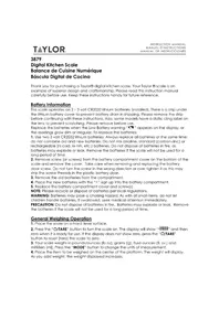 Notice Taylor 3879 Kitchen scales