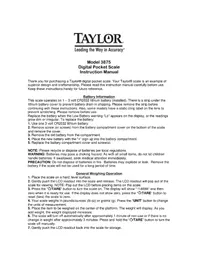 Notice Taylor 3875 Kitchen scales