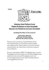 Notice Taylor BIGGEST LOSER 1037BL Kitchen scales