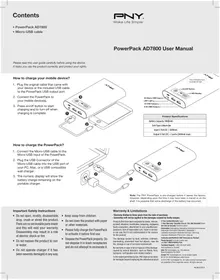 Notice PNY POWERPACK AD7800 Batterie portable