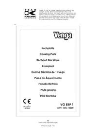 Notice Venga VG EKP 1 Cuisinière