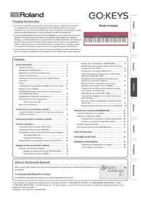 Notice ROLAND GO:KEYS GO61K Clavier numérique