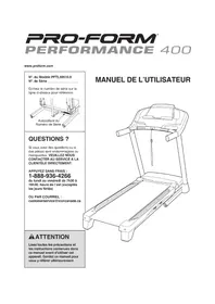 Notice Pro-form PERFORMANCE 400 Tapis de course