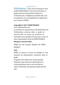 Notice WIKO DOLFY Smartphone