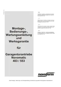 Notice Novoferm NOVOMATIC 553 Garage door