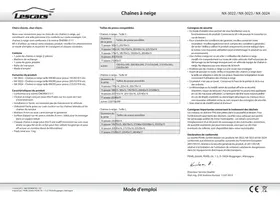 Notice Lescars NX3024 Chaîne à neige