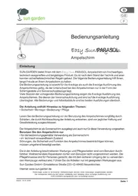 Notice Sun Garden EASY PARASOL Parasol