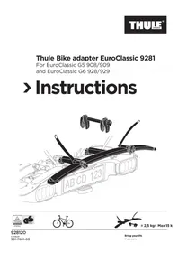 Notice THULE BIKE ADAPTER EUROCLASSIC 9281 Accessoire de vélo