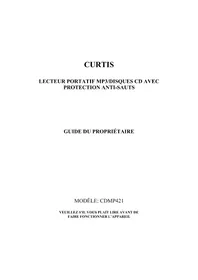 Notice CURTIS CDMP421 Lecteur/enregistreur de cd