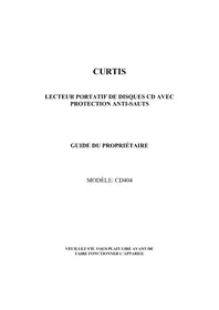 Notice CURTIS CD404 Lecteur/enregistreur de cd