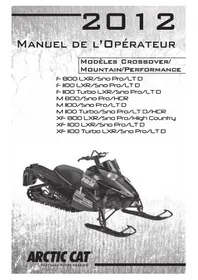 Notice Arctic Cat M 800 SNO PRO (2012) Scooter