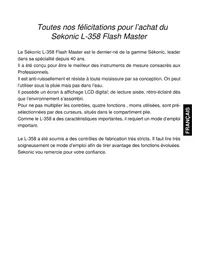 Notice SEKONIC FLASH MASTER L358 Luxemètre