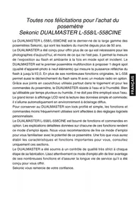 Notice SEKONIC DUALMASTER L558 Luxemètre