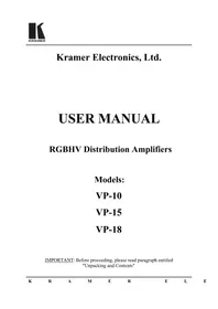 Notice Kramer VP18 Recepteur