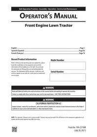 Notice TROY-BILT SUPER BRONCO 50 XP Tracteur