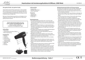 Notice Sichler NC4789675 Sèche cheveux