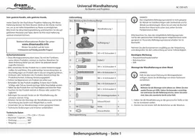 Notice Dream Audio NC7201919 Support mural