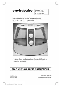 Notice Enviracaire EWM220 Humidificateur