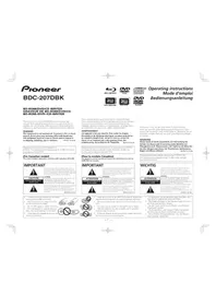 Notice PIONEER BDC207DBK Lecteur optique