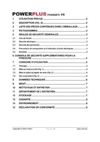 Notice PowerPlus POWESET5 Ponceuse