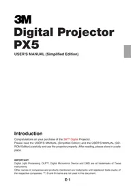 Notice 3M PX5 Projektor