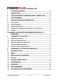 Notice PowerPlus POWE40030 Ponceuse