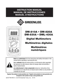Notice GREENLEE DML430A Multimètre