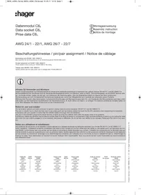 Notice HAGER SL20115920F9016 Prise de données