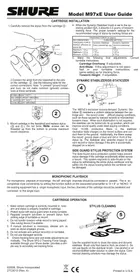 Notice SHURE M97XE Platine vinyle