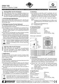 Notice Monacor DNH185 Filtre audio