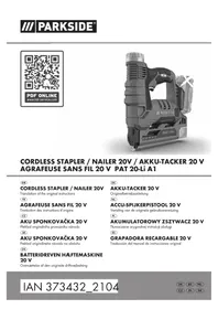 Notice PARKSIDE PAT 20LI A1 Agrafeuse électrique