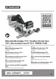 Notice PARKSIDE PHKSA 20LI A1 Elektrisk sav
