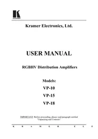 Notice Kramer VP10 Recepteur