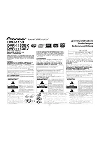 Notice PIONEER DVR115DBK Lecteur dvd