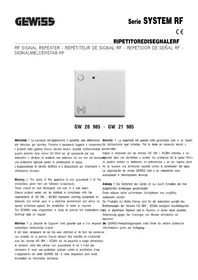 Notice Gewiss GW20985 Répéteur de signal RF