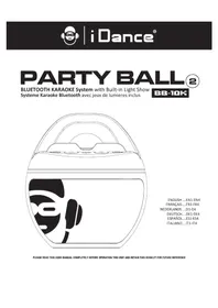 Notice iDance PARTY BALL 2 BB10K Station d'acceuil
