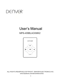 Notice DENVER MPS409 MK2 Mp3 player