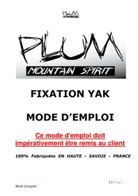 Notice Plum YAK Fixation de ski